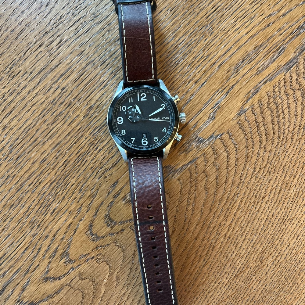 Men's Michael Kors Brown Leather Strap Watch